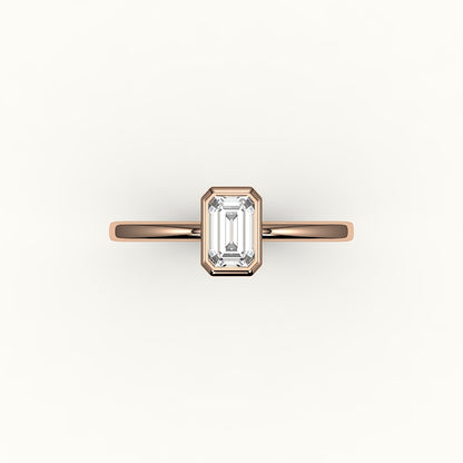Engaste de anillo con bisel de corte esmeralda clásico