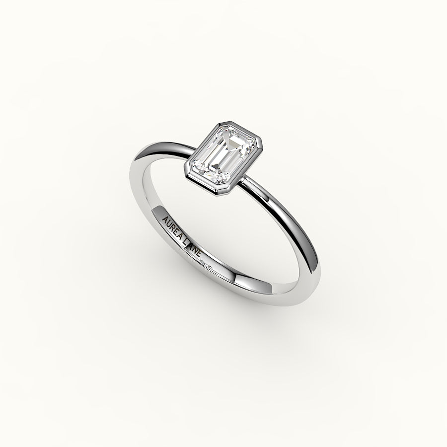 Engaste de anillo con bisel de corte esmeralda clásico