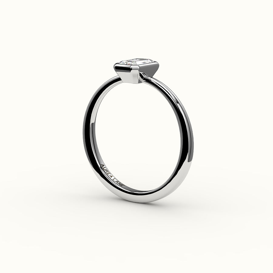 Engaste de anillo con bisel de corte esmeralda clásico