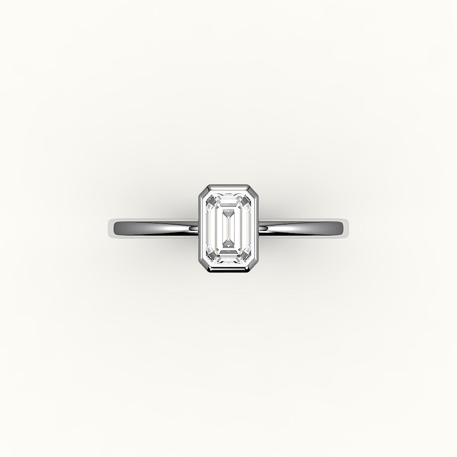Engaste de anillo con bisel de corte esmeralda clásico