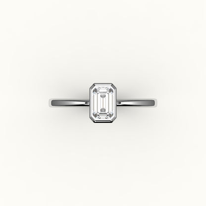 Engaste de anillo con bisel de corte esmeralda clásico