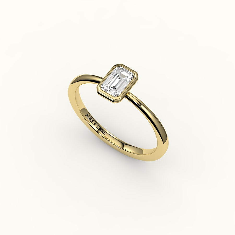Engaste de anillo con bisel de corte esmeralda clásico