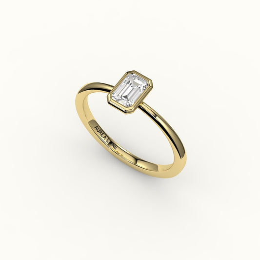 Engaste de anillo con bisel de corte esmeralda clásico