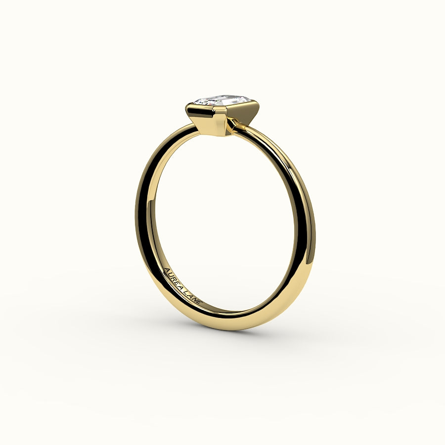 Engaste de anillo con bisel de corte esmeralda clásico