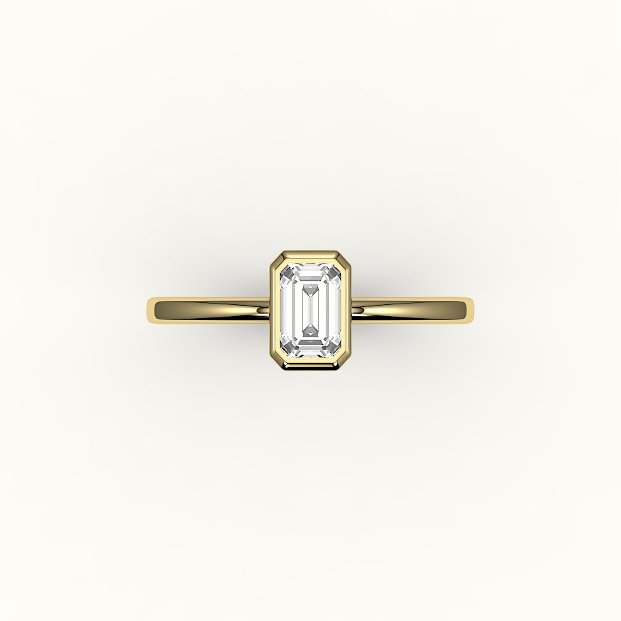 Engaste de anillo con bisel de corte esmeralda clásico