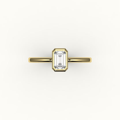 Engaste de anillo con bisel de corte esmeralda clásico