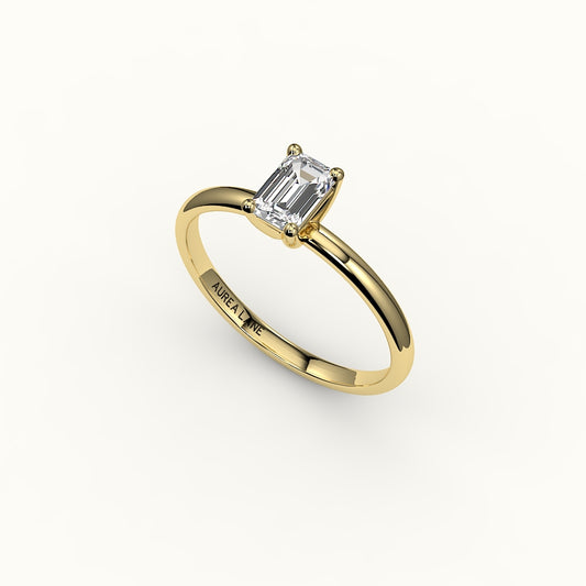 Engaste clásico de anillo solitario de talla esmeralda