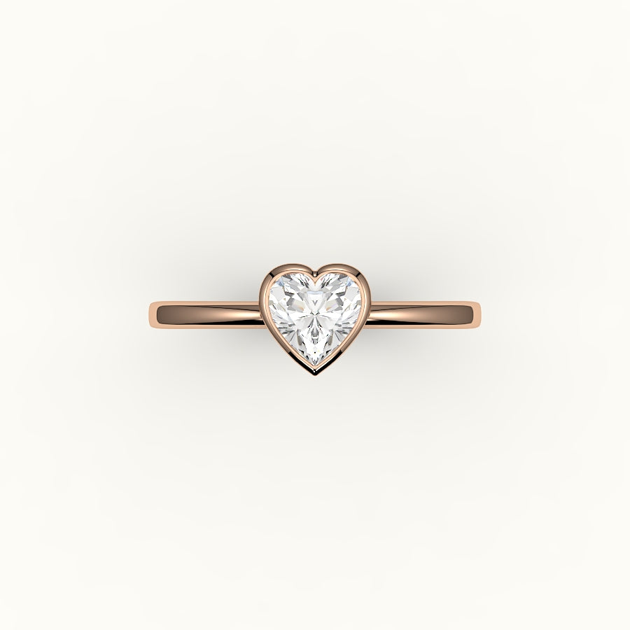 Engaste de anillo con bisel de corte de corazón