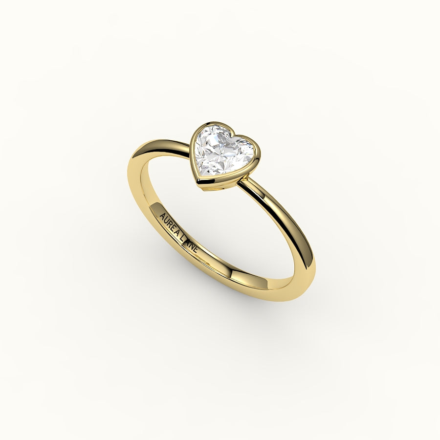 Engaste de anillo con bisel de corte de corazón