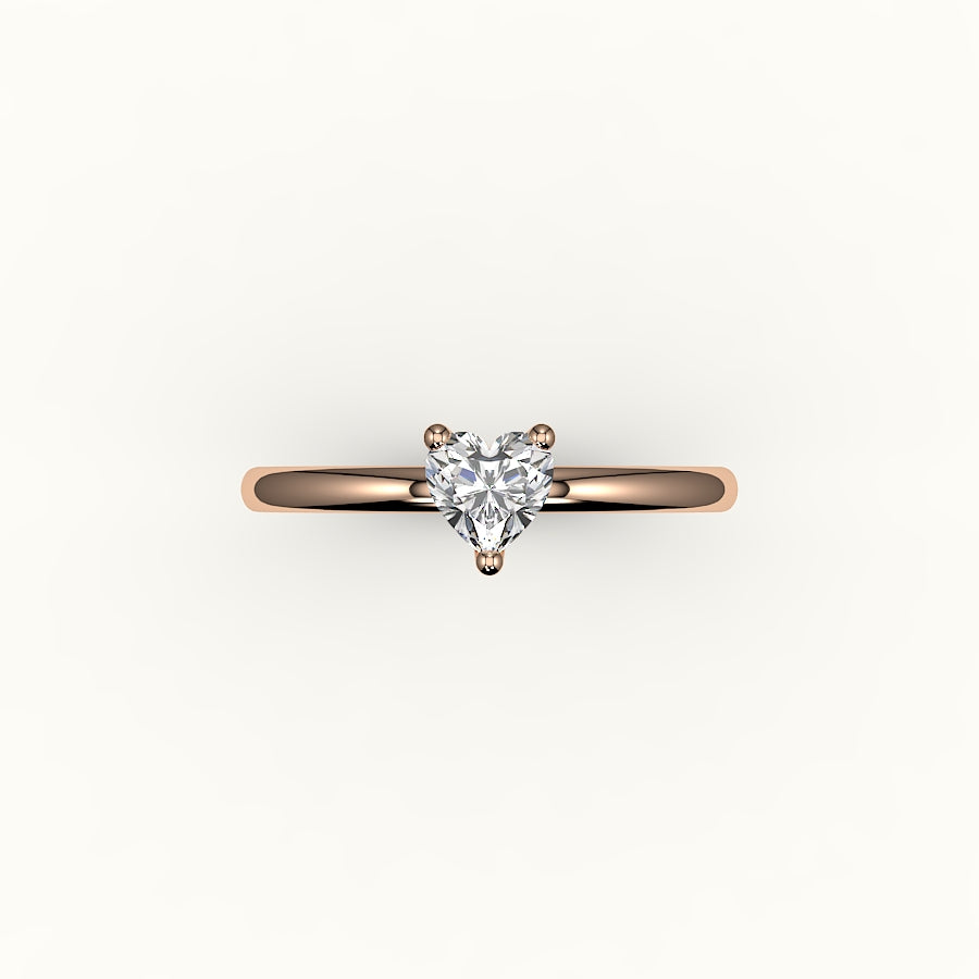 Engaste de anillo solitario con corte de corazón