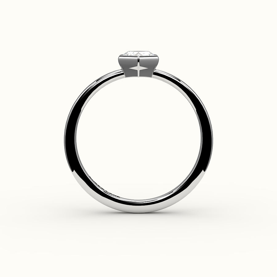 Engaste clásico de anillo con bisel de corte hexagonal
