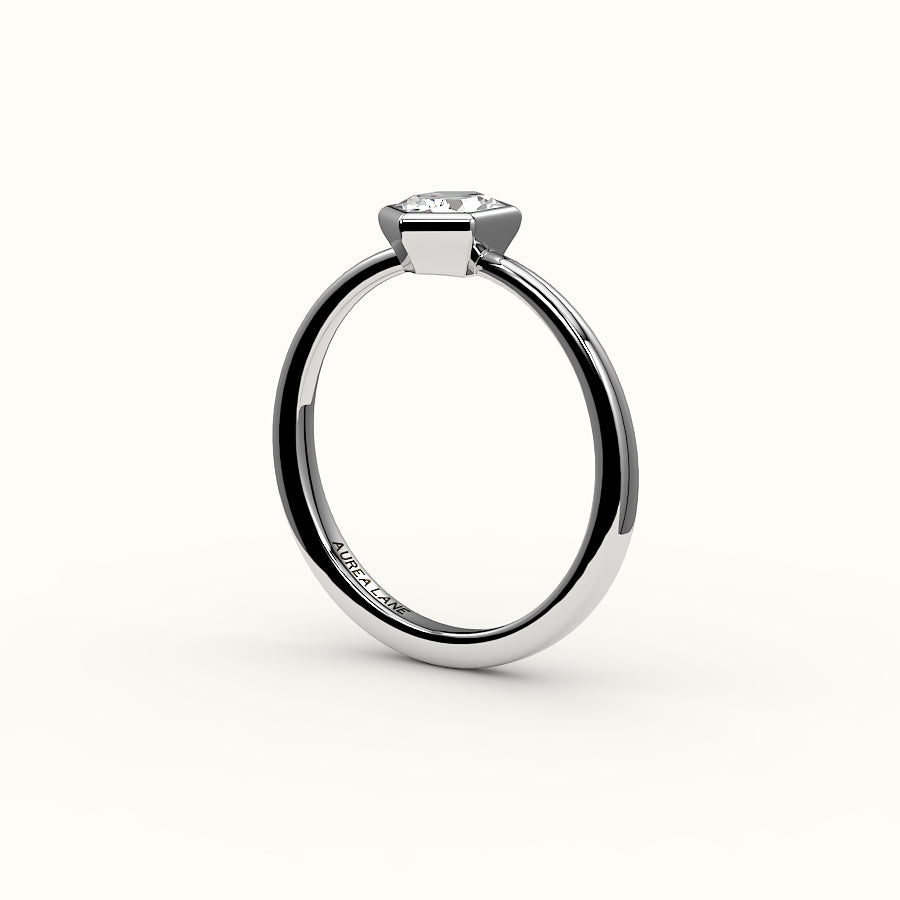 Engaste clásico de anillo con bisel de corte hexagonal