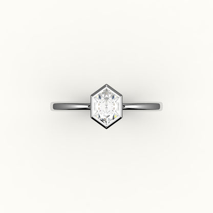 Engaste clásico de anillo con bisel de corte hexagonal