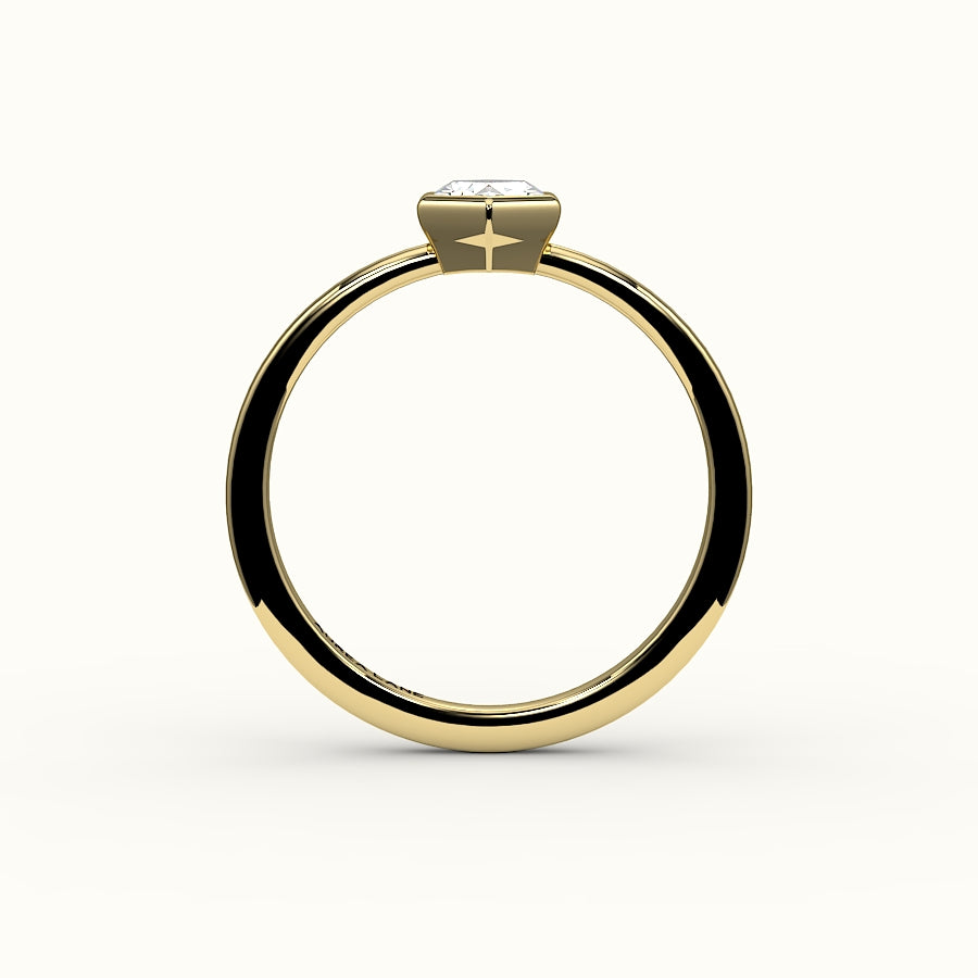 Engaste clásico de anillo con bisel de corte hexagonal