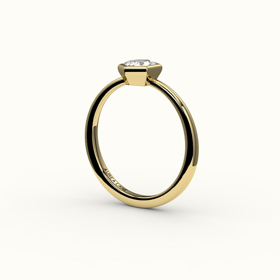Engaste clásico de anillo con bisel de corte hexagonal