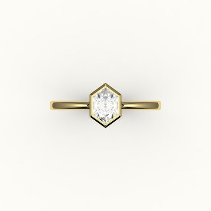Engaste clásico de anillo con bisel de corte hexagonal