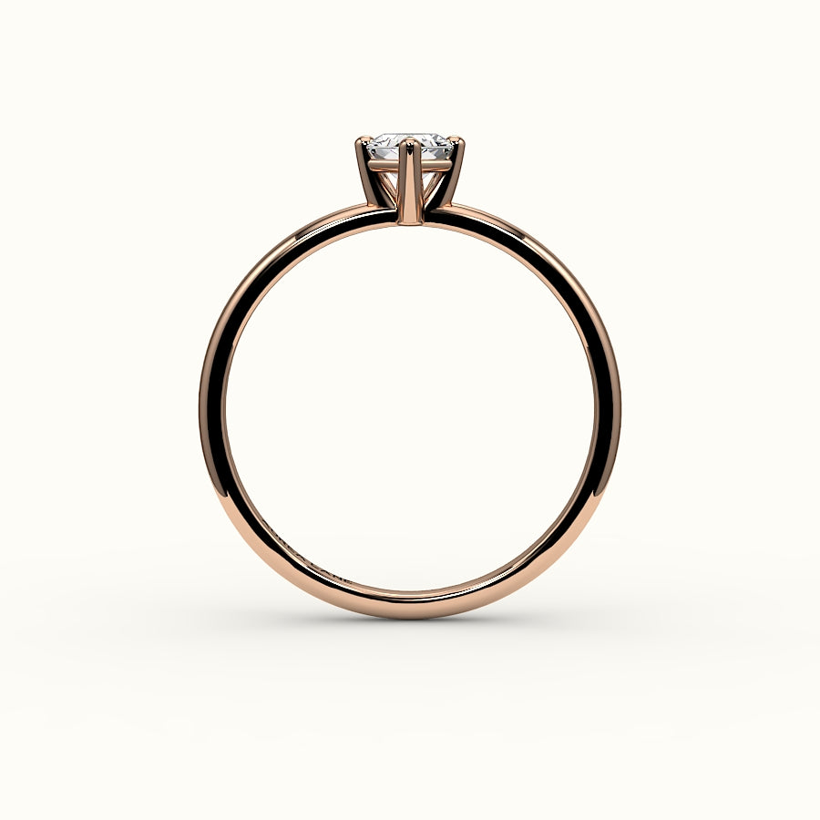 Engaste clásico de anillo solitario con corte hexagonal