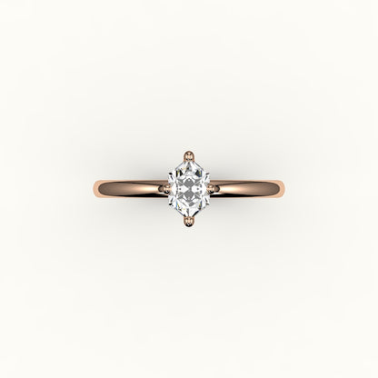 Engaste clásico de anillo solitario con corte hexagonal