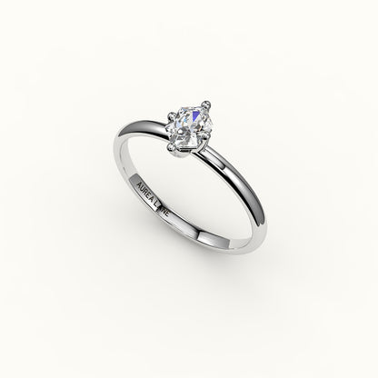 Engaste clásico de anillo solitario con corte hexagonal