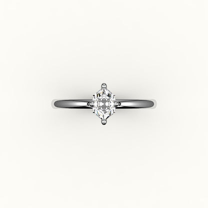 Engaste clásico de anillo solitario con corte hexagonal