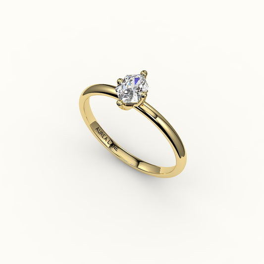 Engaste clásico de anillo solitario con corte hexagonal