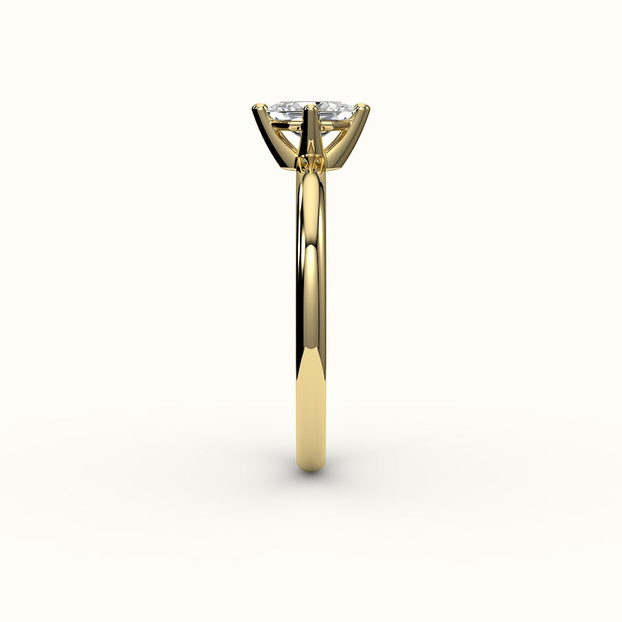 Engaste clásico de anillo solitario con corte hexagonal