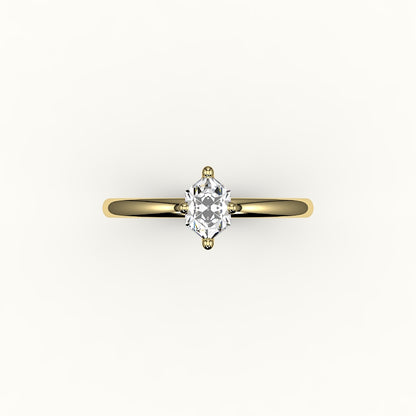 Engaste clásico de anillo solitario con corte hexagonal