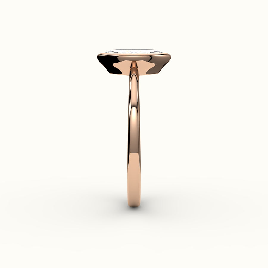 Engaste de anillo con bisel de talla marquesa clásica