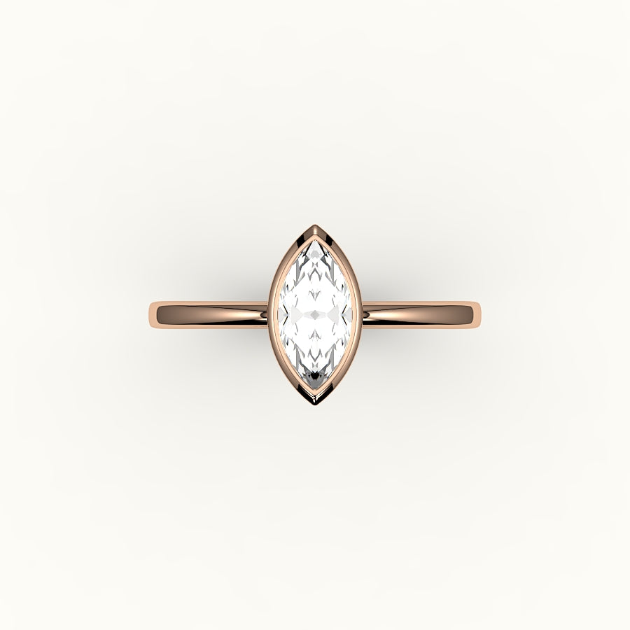 Engaste de anillo con bisel de talla marquesa clásica