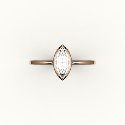 Engaste de anillo con bisel de talla marquesa clásica