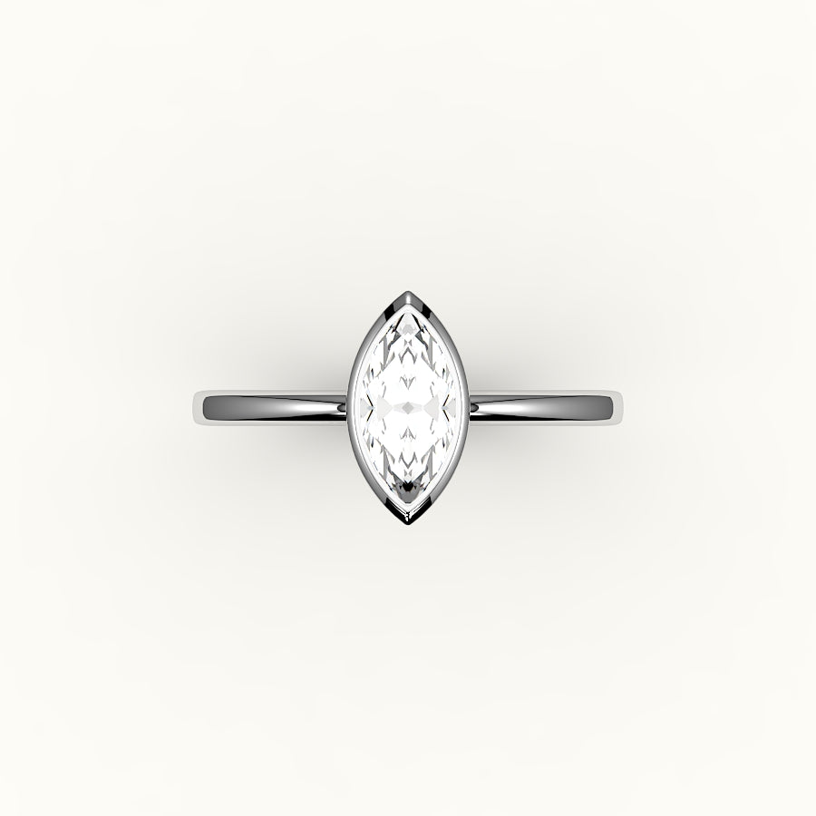 Engaste de anillo con bisel de talla marquesa clásica