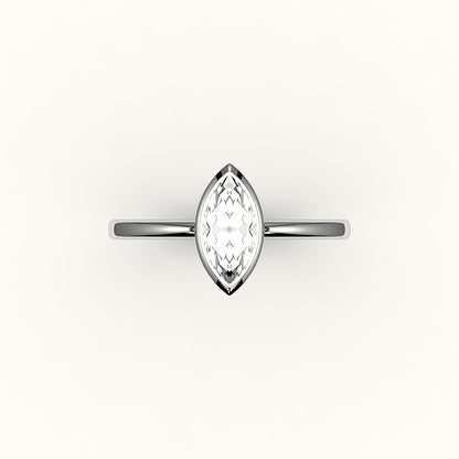 Engaste de anillo con bisel de talla marquesa clásica