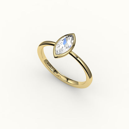 Engaste de anillo con bisel de talla marquesa clásica