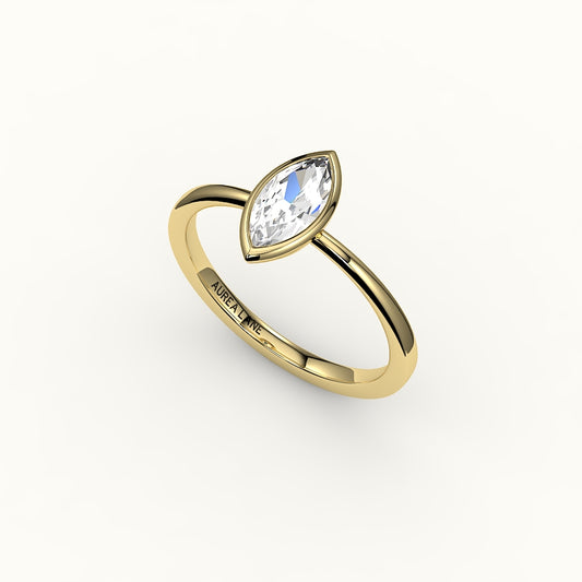 Engaste de anillo con bisel de talla marquesa clásica