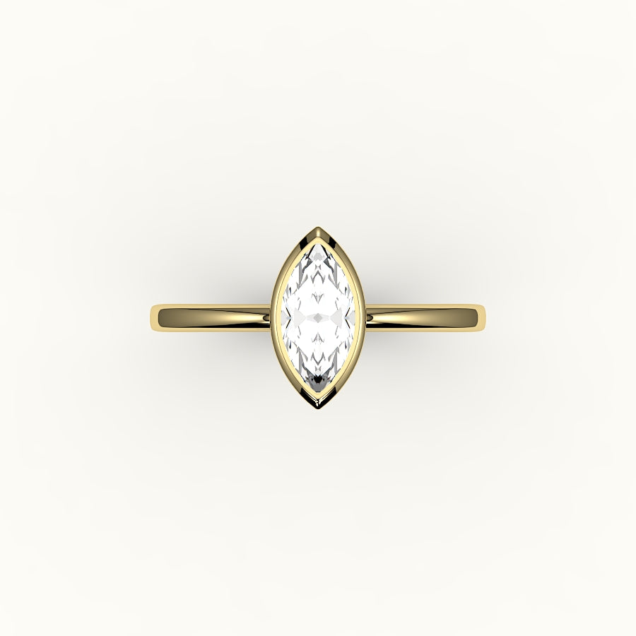Engaste de anillo con bisel de talla marquesa clásica