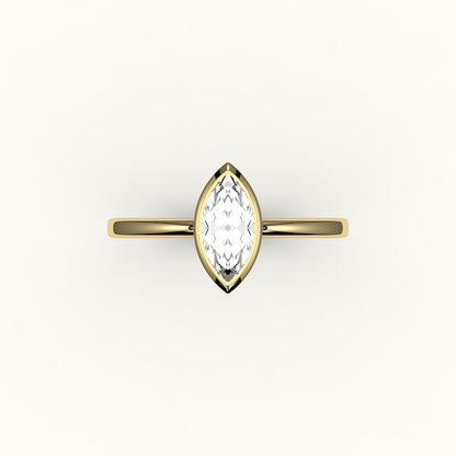 Engaste de anillo con bisel de talla marquesa clásica