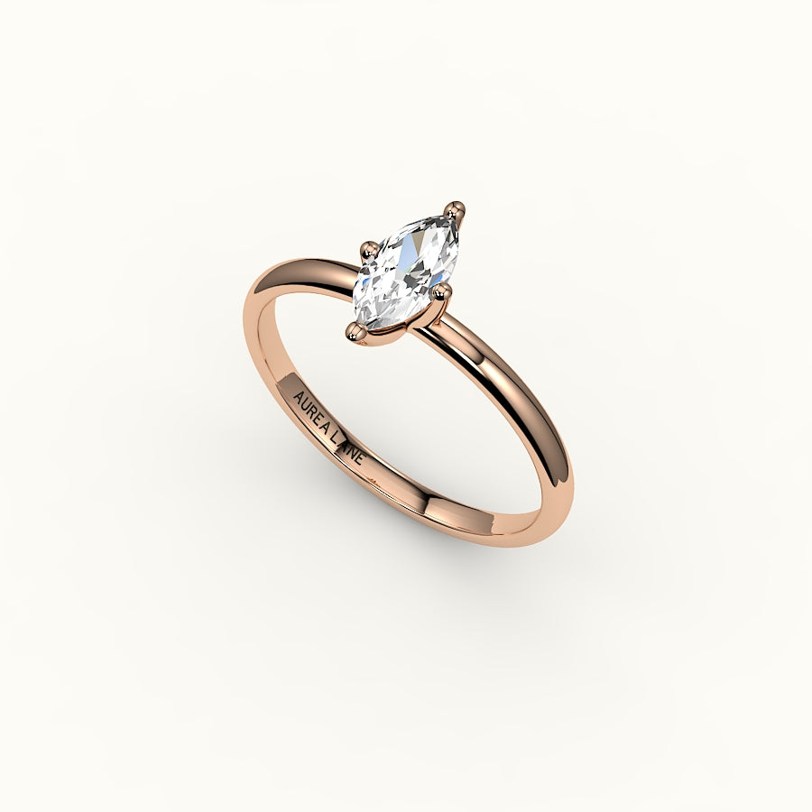 Engaste de anillo solitario de talla marquesa clásica