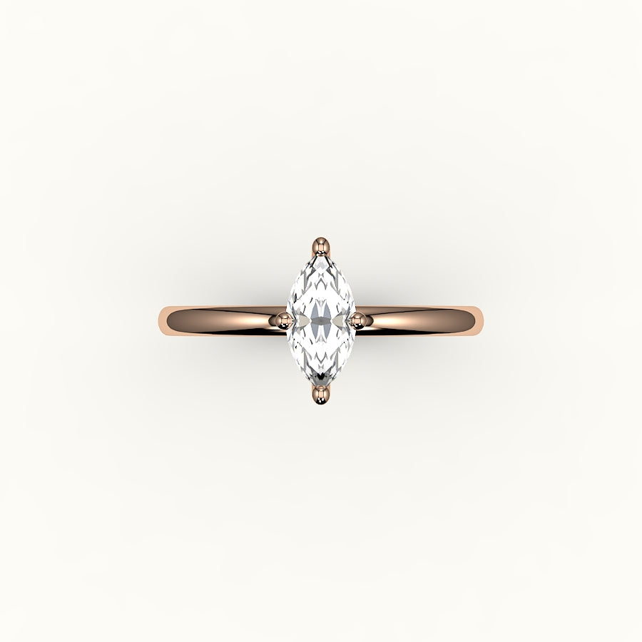 Engaste de anillo solitario de talla marquesa clásica