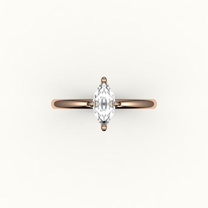 Engaste de anillo solitario de talla marquesa clásica