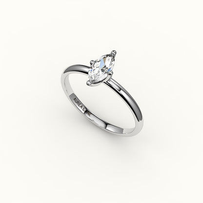 Engaste de anillo solitario de talla marquesa clásica