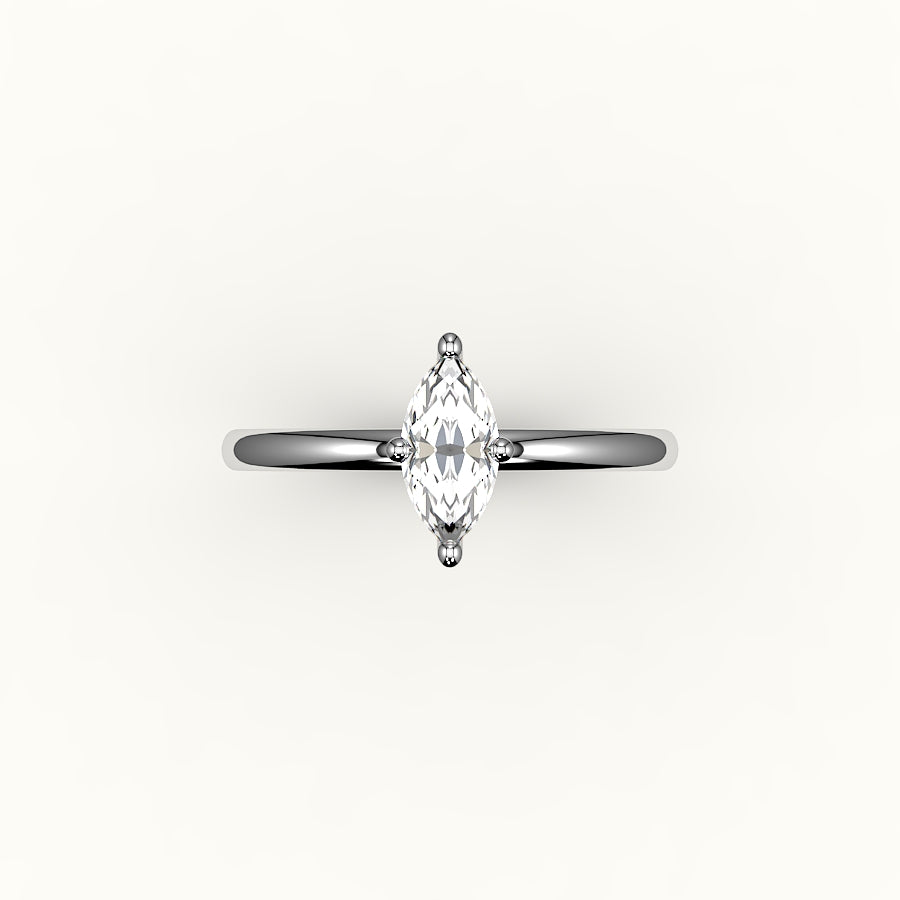 Engaste de anillo solitario de talla marquesa clásica