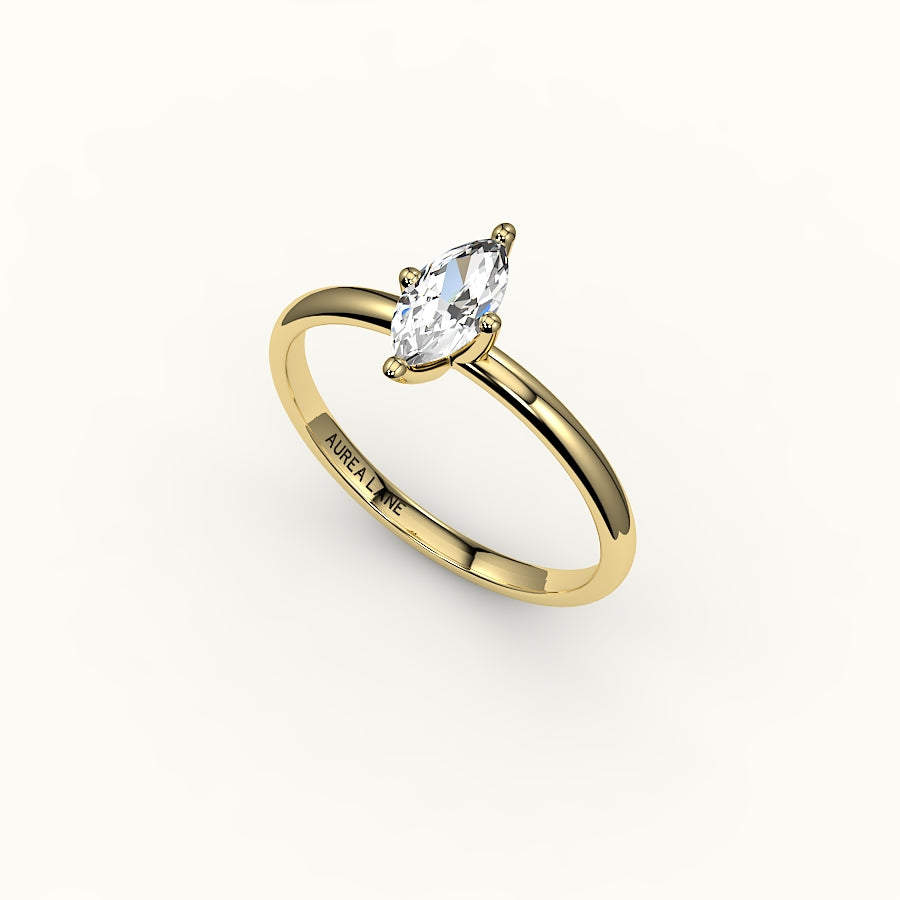 Engaste de anillo solitario de talla marquesa clásica