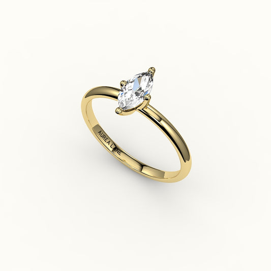 Engaste de anillo solitario de talla marquesa clásica