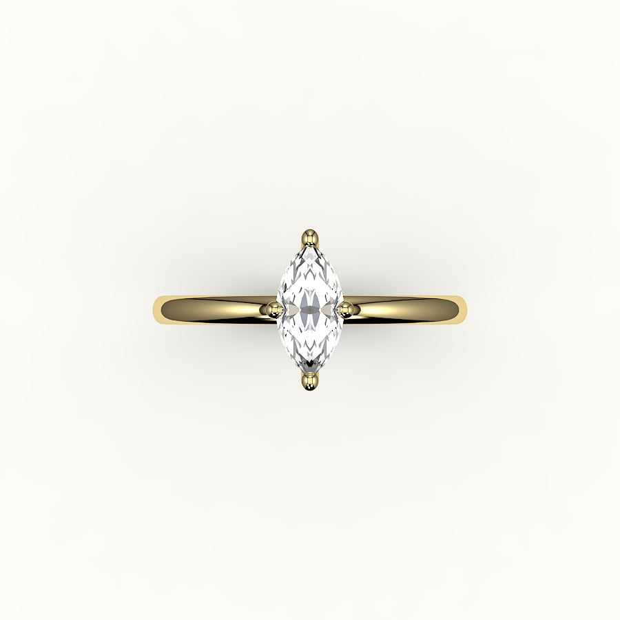 Engaste de anillo solitario de talla marquesa clásica