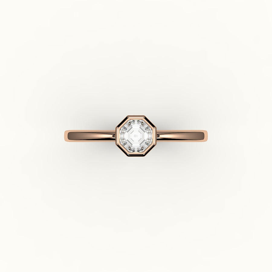 Engaste clásico de anillo con bisel de corte octogonal