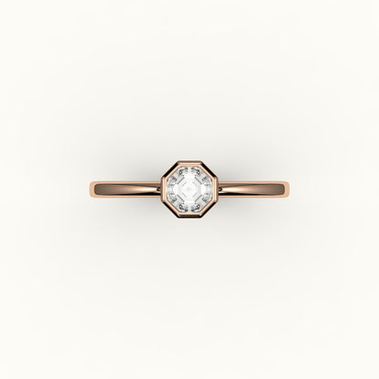 Engaste clásico de anillo con bisel de corte octogonal