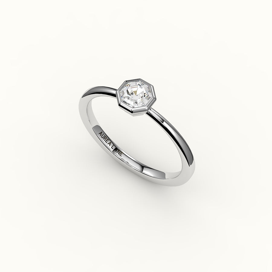 Engaste clásico de anillo con bisel de corte octogonal