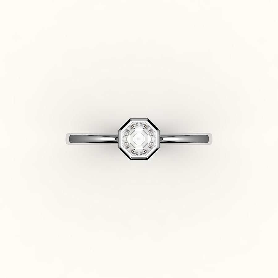 Engaste clásico de anillo con bisel de corte octogonal