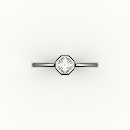Engaste clásico de anillo con bisel de corte octogonal
