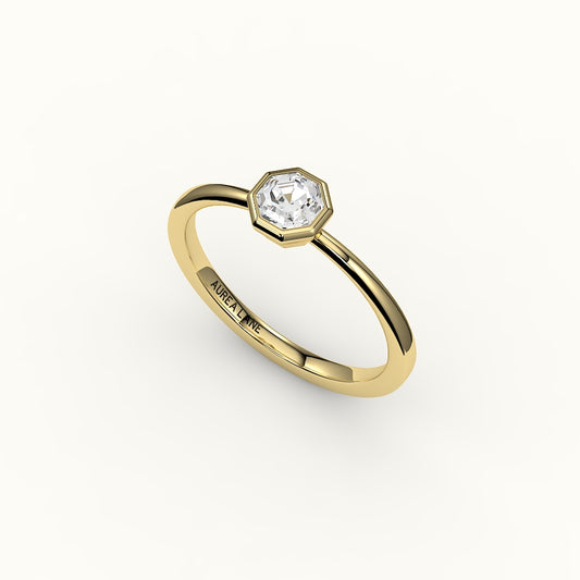 Engaste clásico de anillo con bisel de corte octogonal